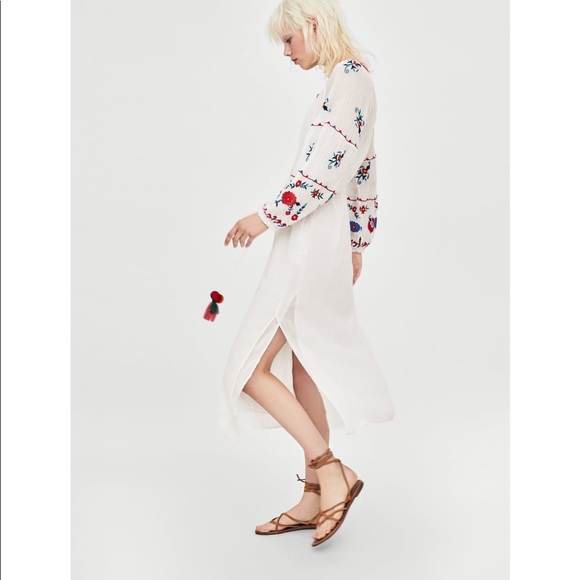 GORGEOUS ZARA NWT Embroidered Bohemian Tunic Dress - Picture 2 of 5